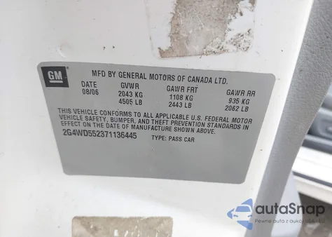 2007 Buick Lacrosse Cxl from USA, damaged, VIN 2G4WD552371136445